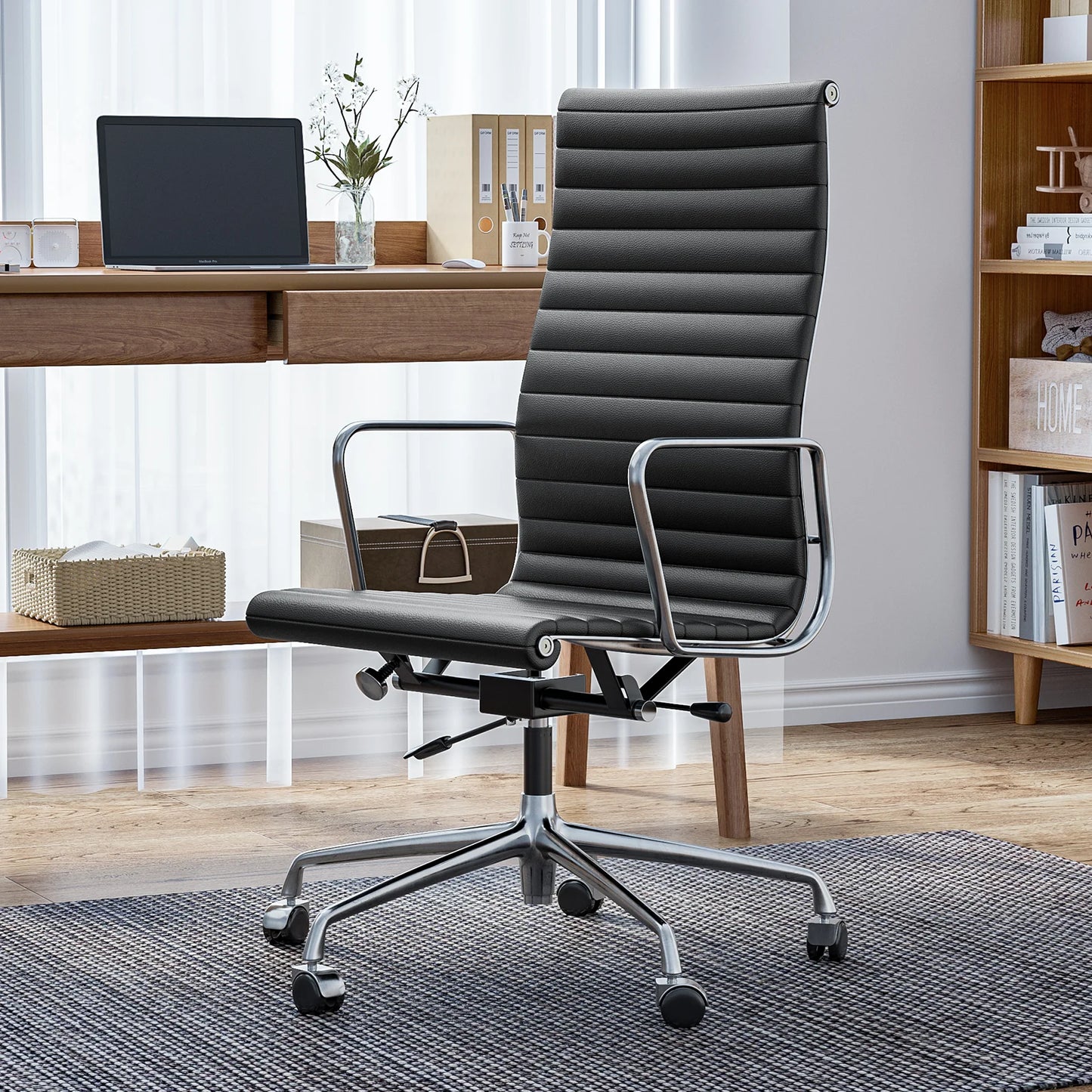 Genuine Leather High Back Ergonomic Office Chair Swivel