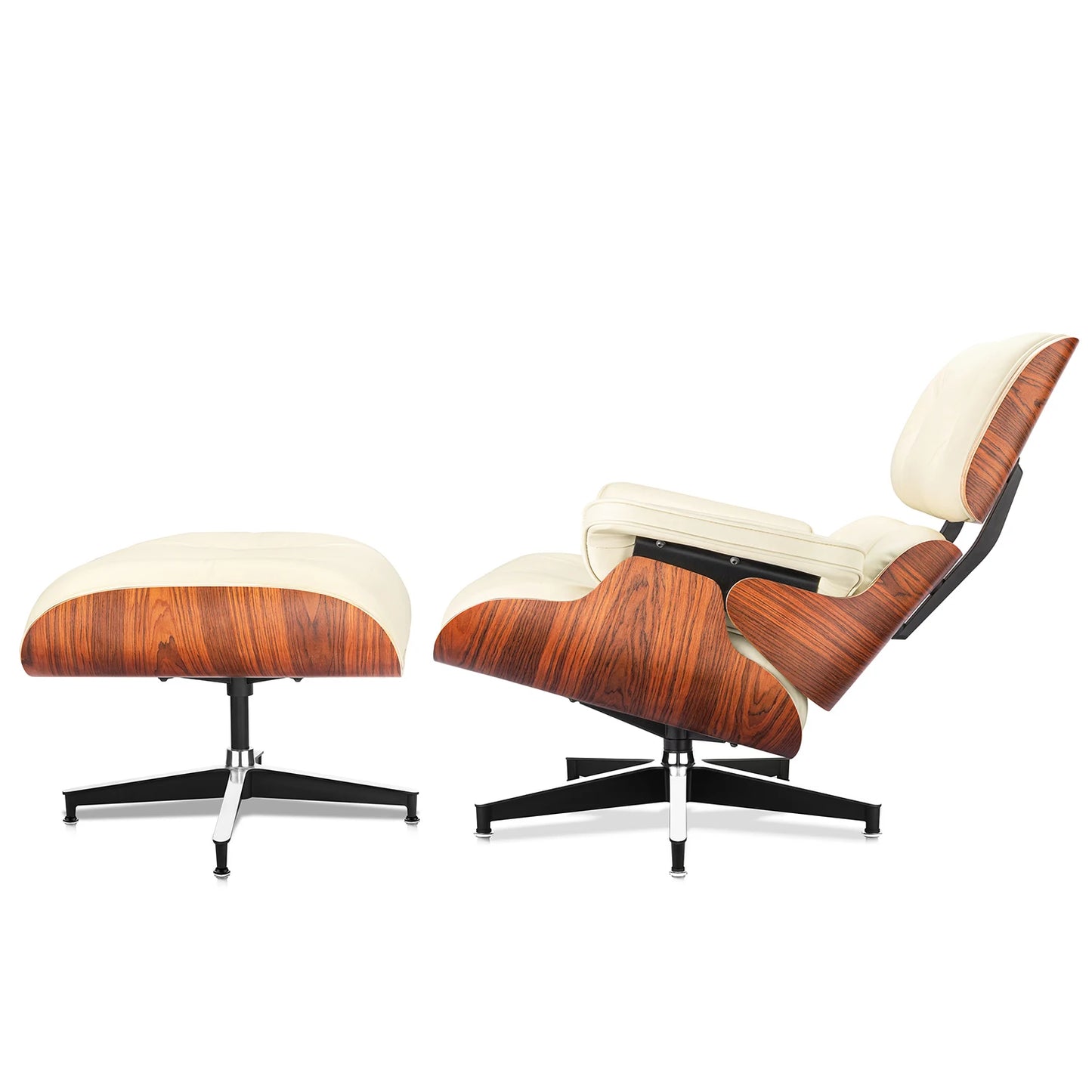 Relica Genuine Leather Armchair Swivel Chair With Ottoman