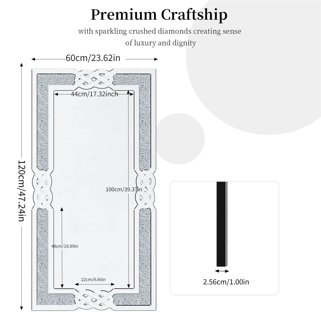 LUVODI Decorative Crush Diamond Full Body Wall Mirror