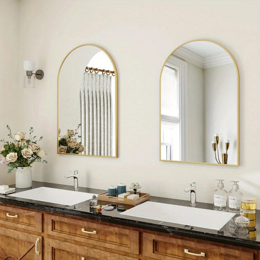 24"x16.1" Arched Vanity Mirror Bathroom Mirror Wall Mounted, Black