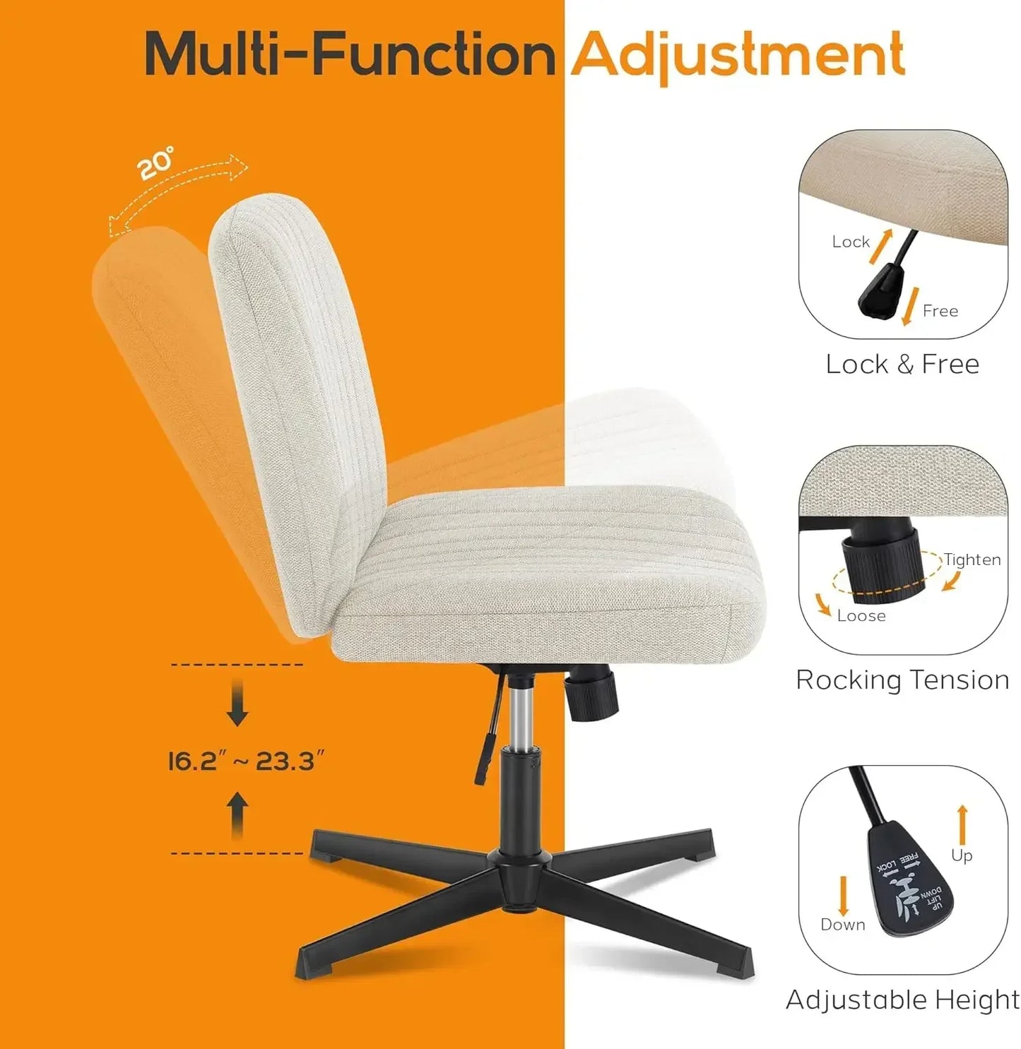 Criss Cross Chair with Adjustable Height for Comfort