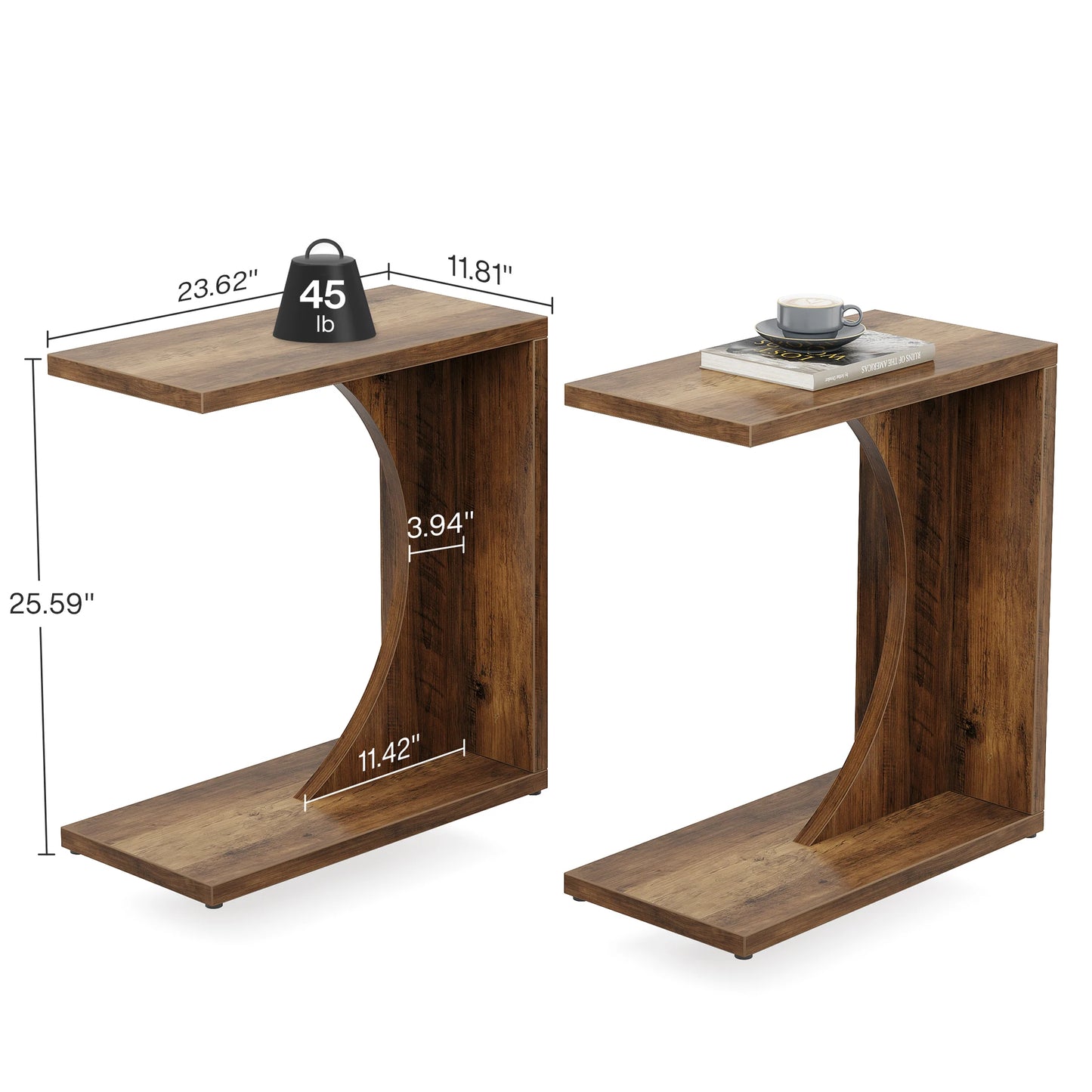 Tribesigns C Shaped End Table Over Sofa for Easy Access