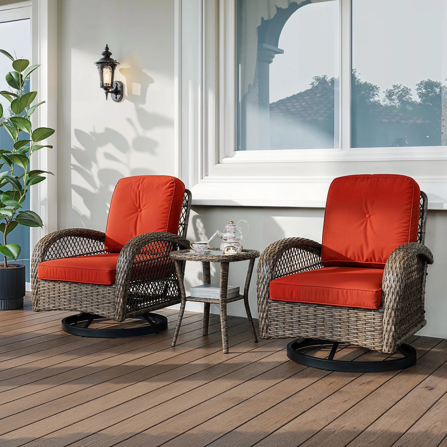Hoomic 3 Piece Patio Furniture Set with Padded Cushions
