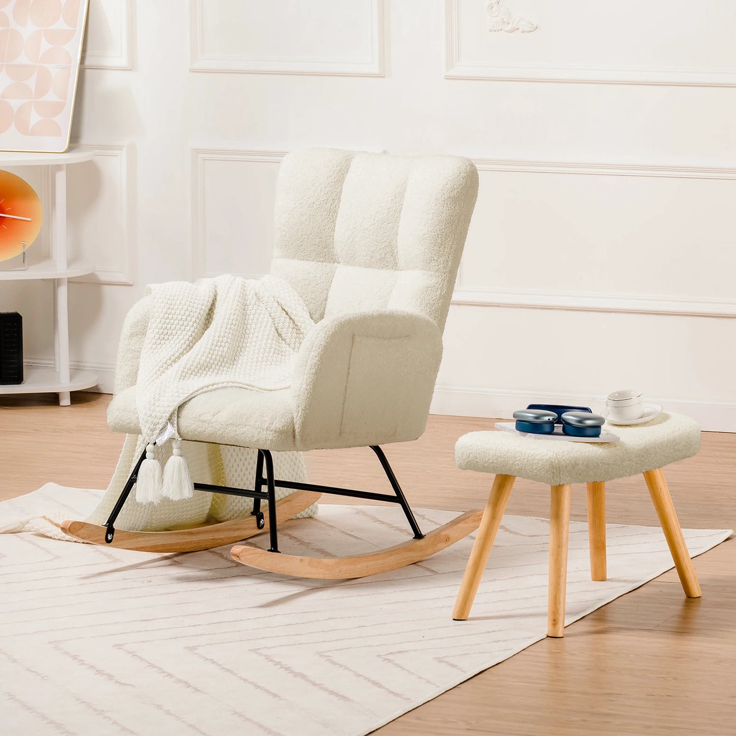 Nursery Rocking Chair Teddy Glider With Side Pockets