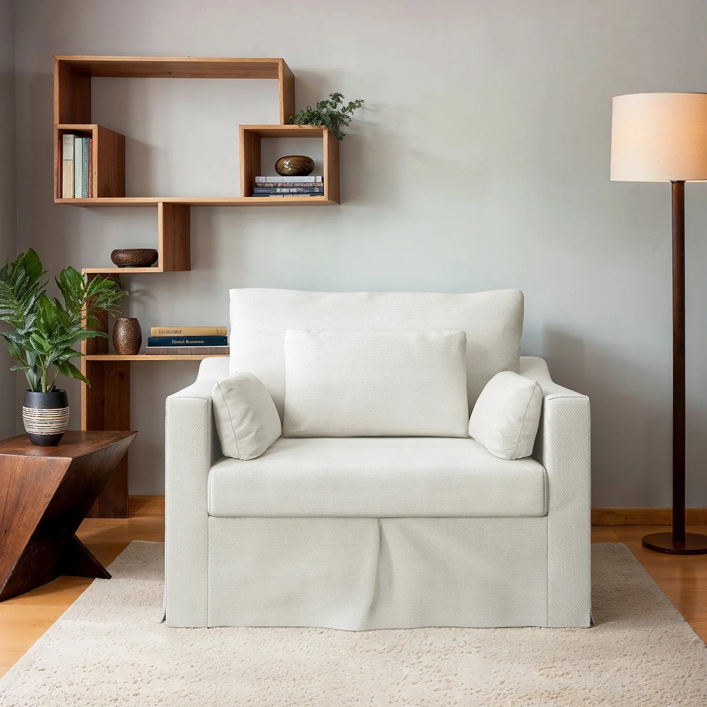 Living Room Sofa Furniture Luxury Couch with Cushions Washable Linen Cover Slipcovered Couch, Single and Triple Seats Available