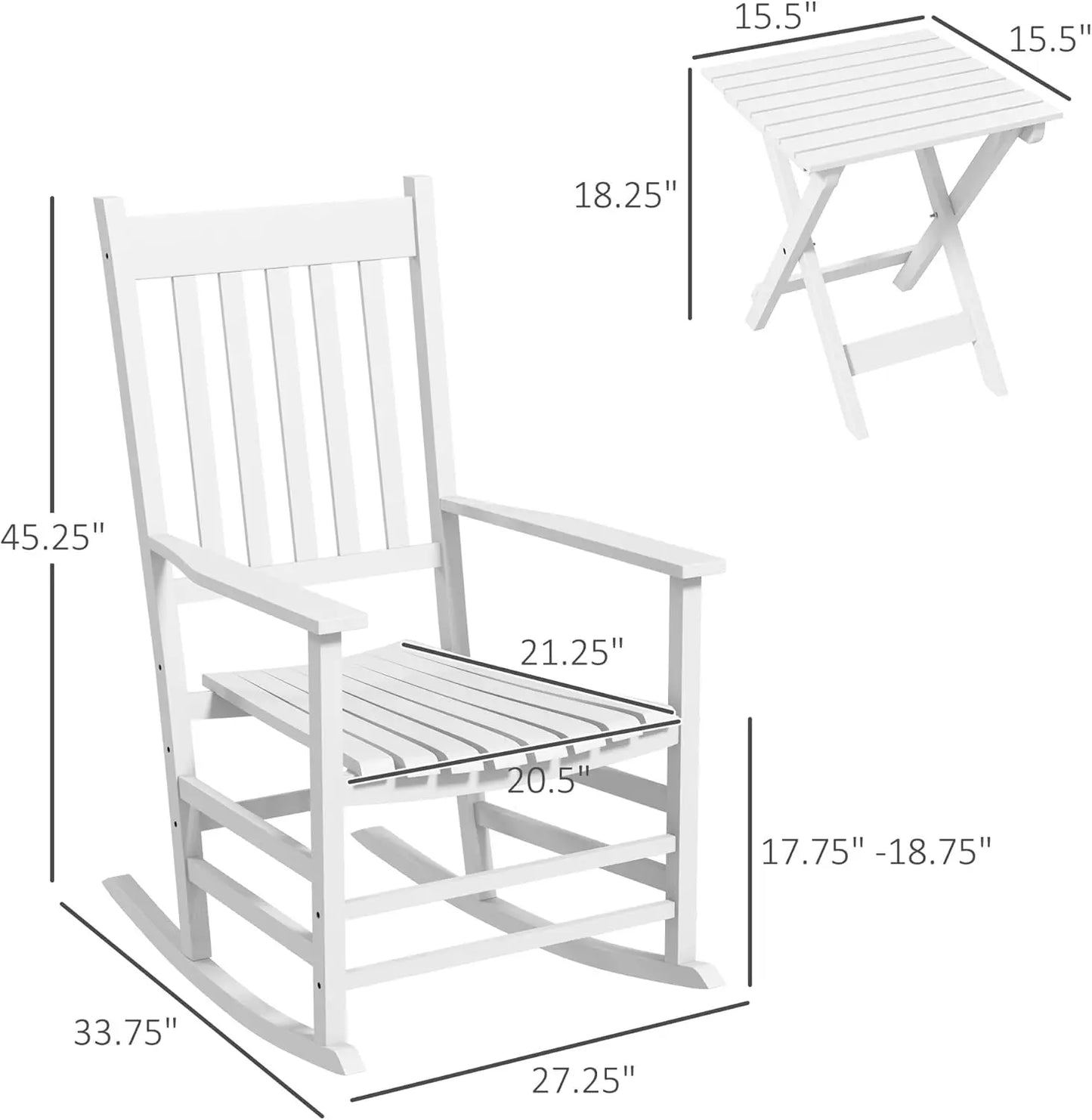 Patio Rocking Chair Set With Two Rockers Outdoor Table