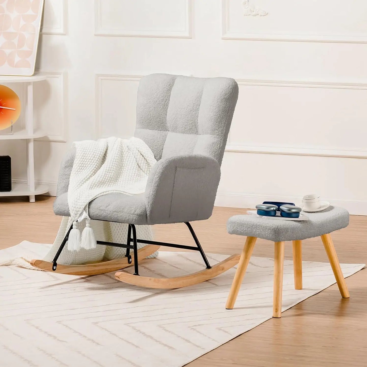 Nursery Rocking Chair Teddy Glider With Side Pockets