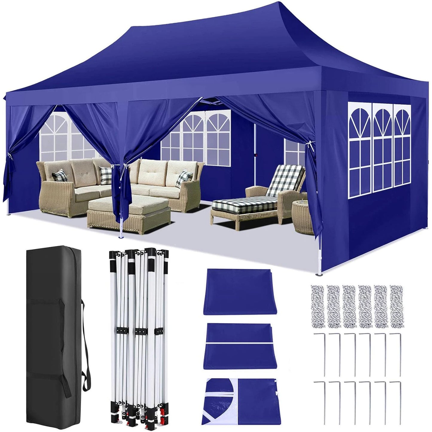 10x20ft Pop Up Gazebo Canopy for Outdoor Parties UV50 Waterproof