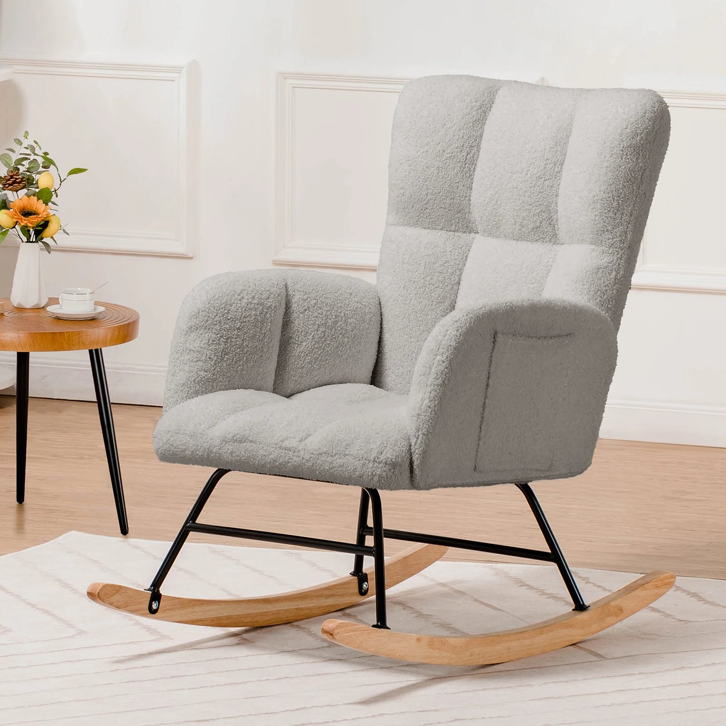 Nursery Rocking Chair Teddy Glider With Side Pockets