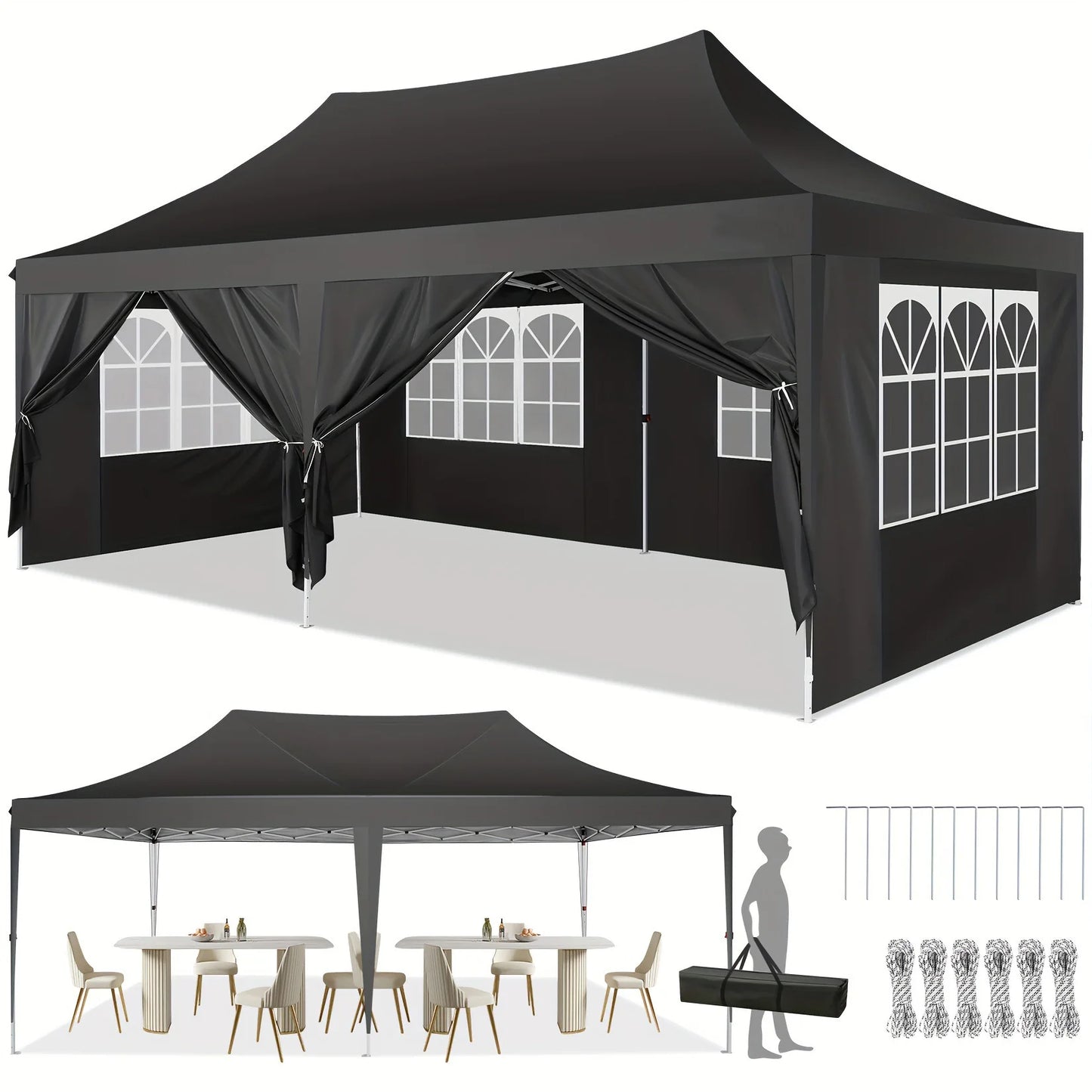 10x20ft Pop Up Gazebo Canopy for Outdoor Parties UV50 Waterproof