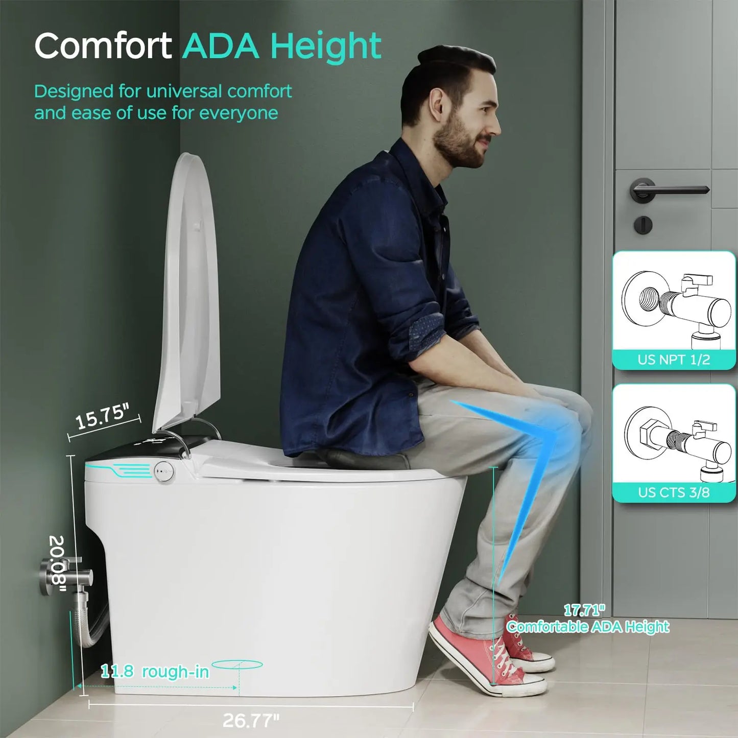 Smart Toilet With Built In Bidet And Instant Warm Water