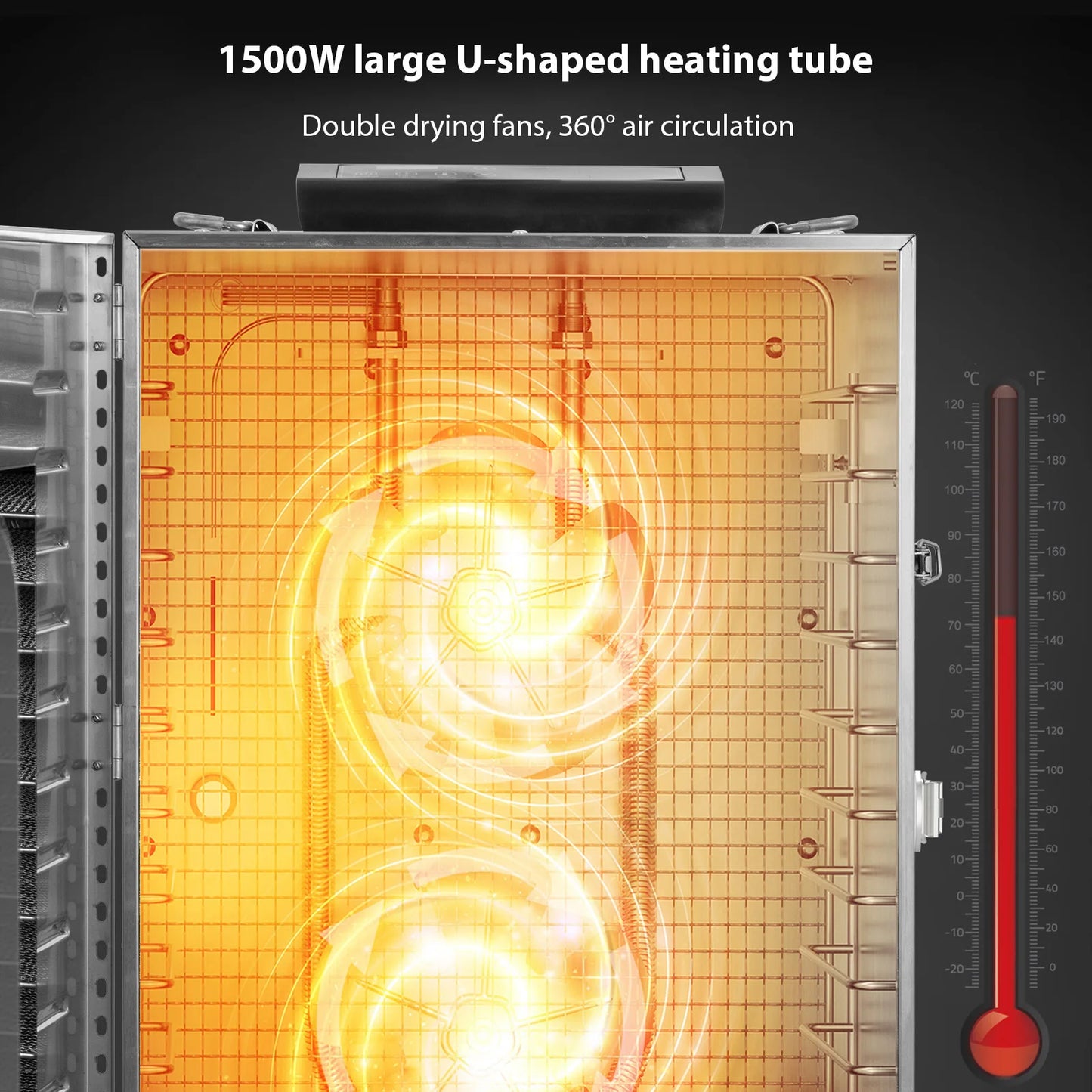 Commercial Grade Food Dehydrator With 20 Trays And Led Display