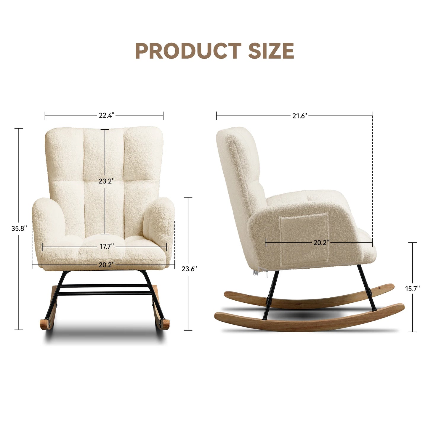 Nursery Rocking Chair Teddy Glider With Side Pockets