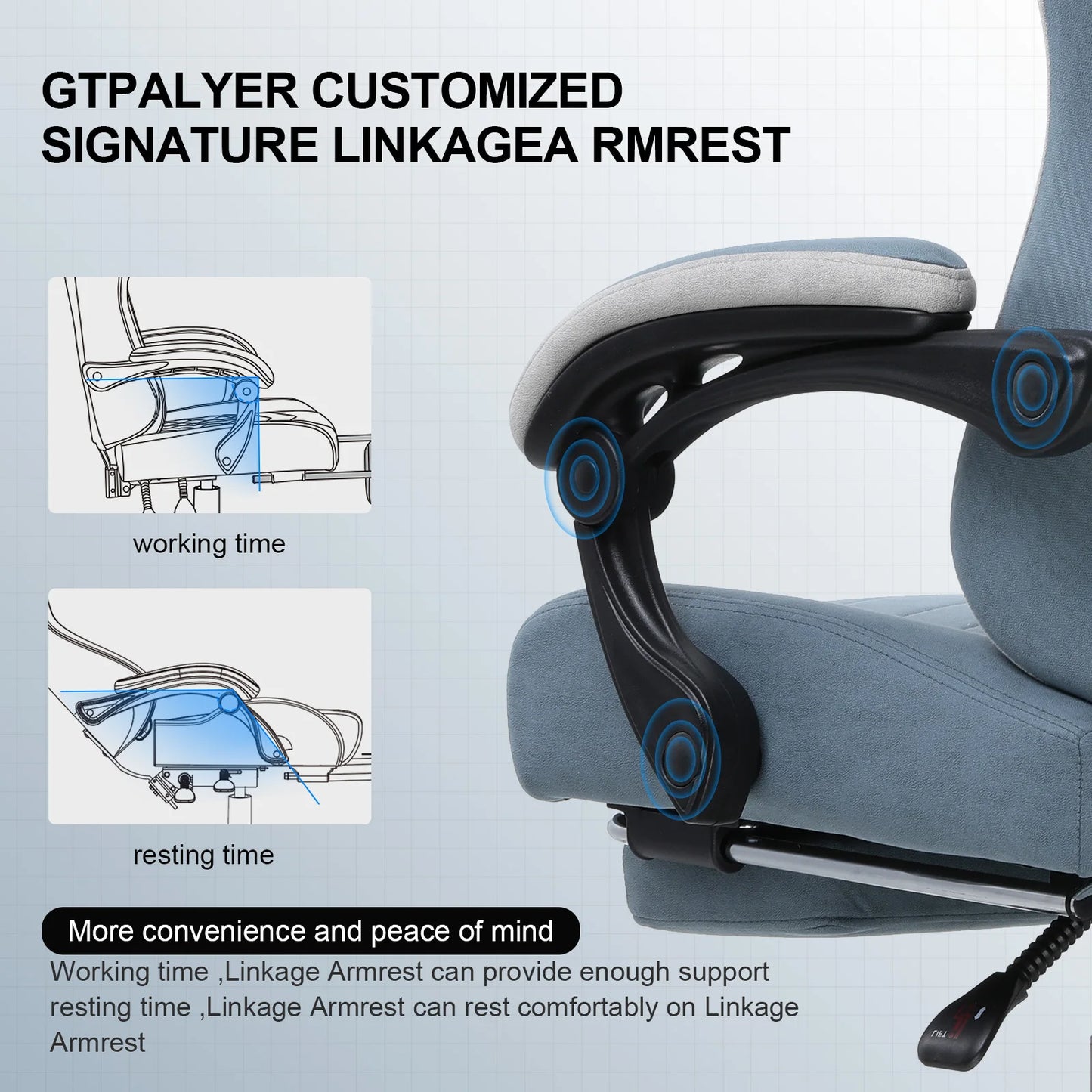 GTPLAYER Gaming Chair With Lumbar Support And Footrest