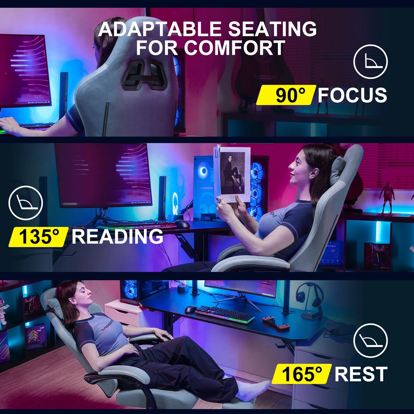 GTPLAYER Gaming Chair With Lumbar Support And Footrest