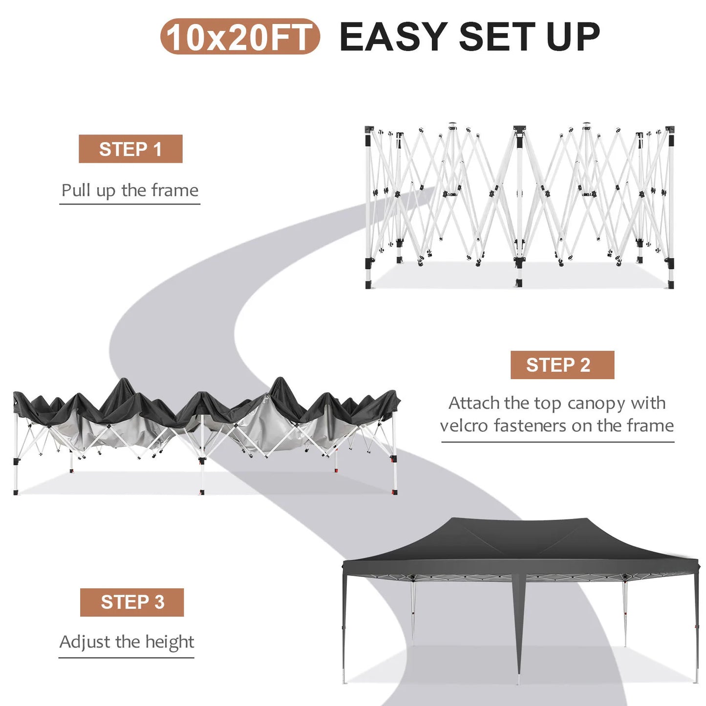 10x20ft Pop Up Gazebo Canopy for Outdoor Parties UV50 Waterproof
