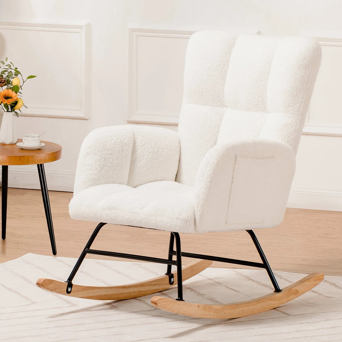 Nursery Rocking Chair Teddy Glider With Side Pockets
