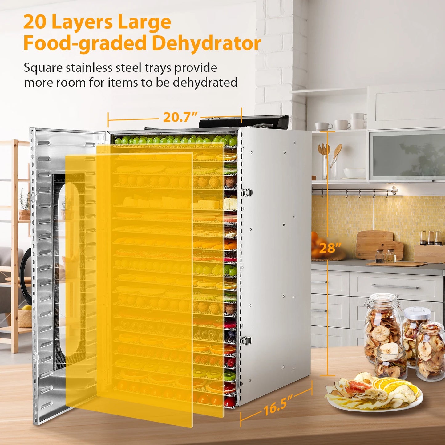 Commercial Grade Food Dehydrator With 20 Trays And Led Display