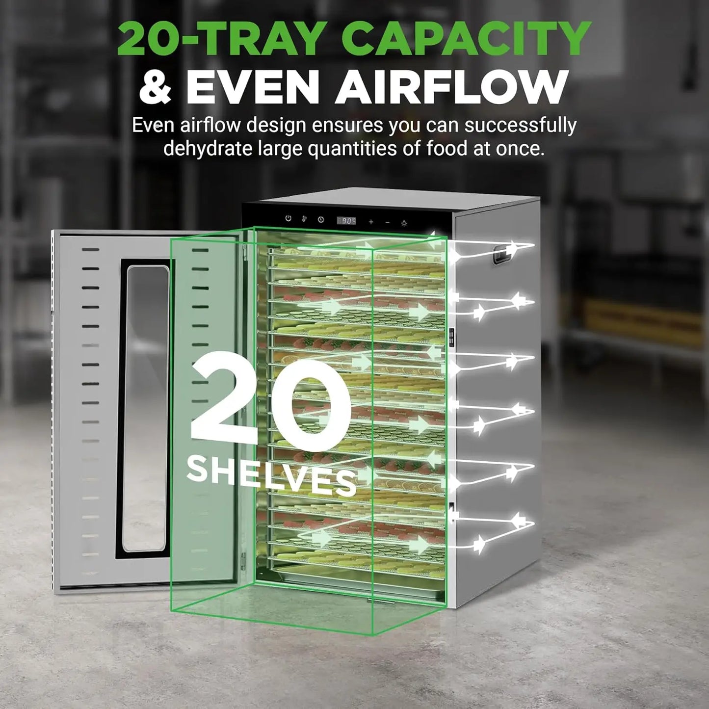 Commercial Grade Food Dehydrator With 20 Trays And Led Display