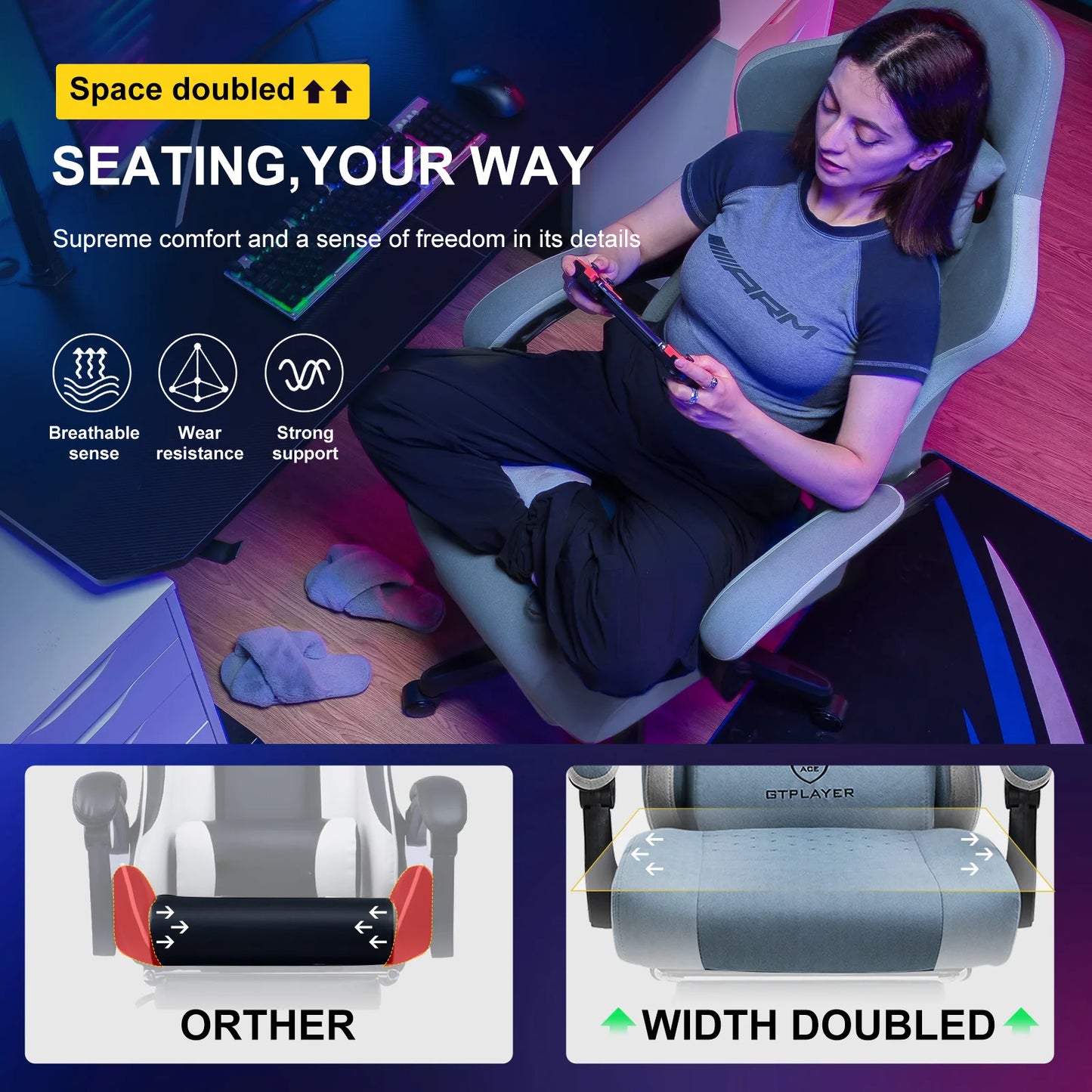 GTPLAYER Gaming Chair With Lumbar Support And Footrest