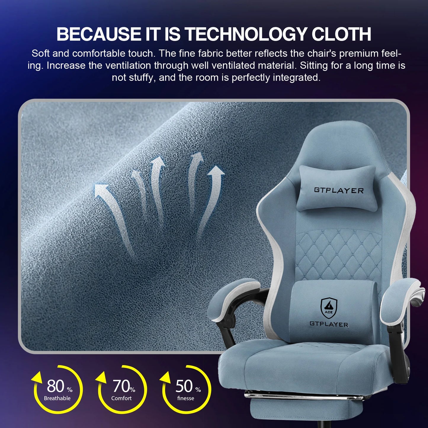 GTPLAYER Gaming Chair With Lumbar Support And Footrest