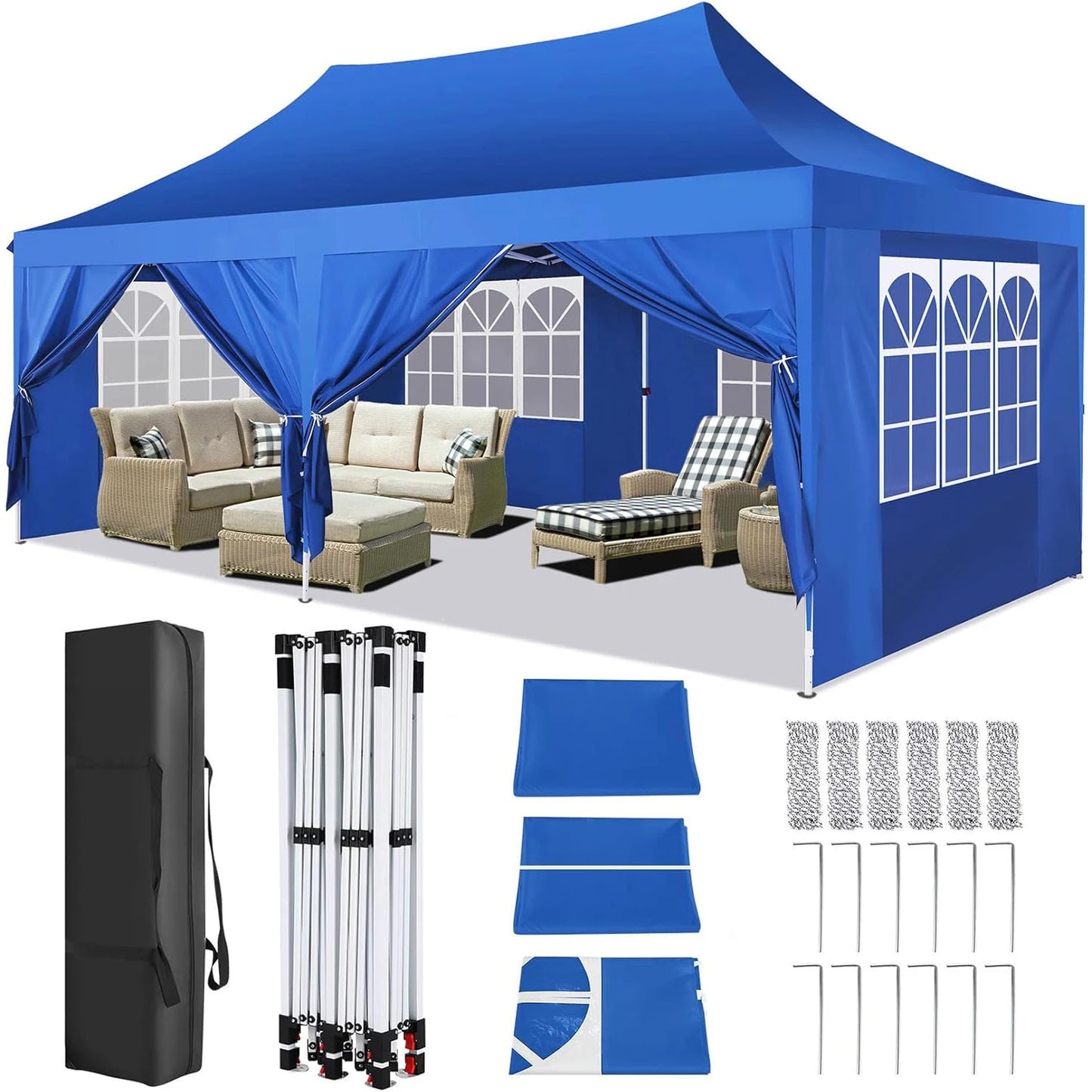 10x20ft Pop Up Gazebo Canopy for Outdoor Parties UV50 Waterproof