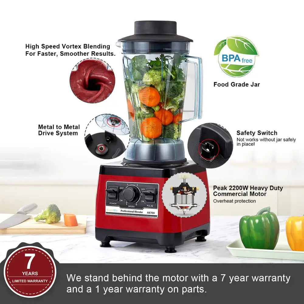 Commercial Blender 2200W Heavy Duty With 7 Year Warranty