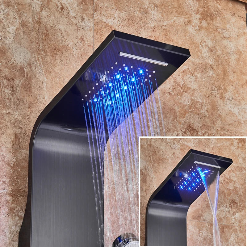 LED Bathroom Shower Panel With Intelligent LCD Display And 6 Modes Rain Massage Jet