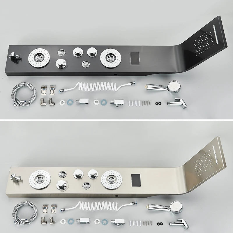 LED Bathroom Shower Panel With Intelligent LCD Display And 6 Modes Rain Massage Jet