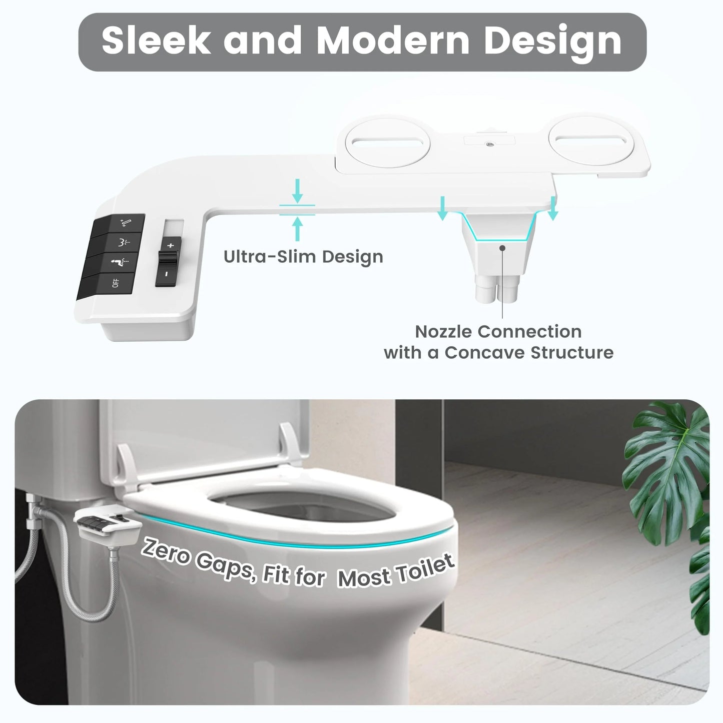 Bidet Attachment for Toilet, Non-Electric Dual Nozzle for Frontal & Rear Wash, Adjustable Water Pressure Control, Bidet Seat