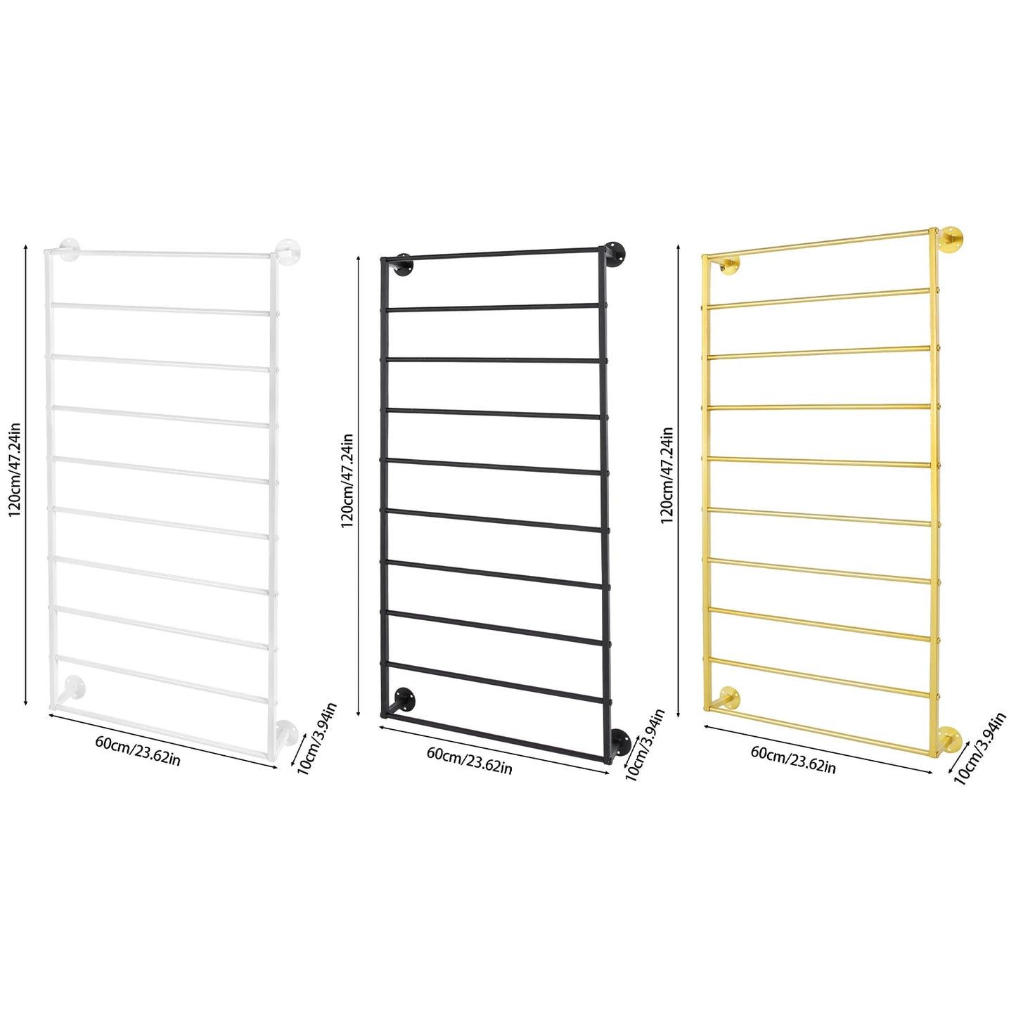 Wall Mounted Scarf Rack 10 Tier With Detachable Crossbar