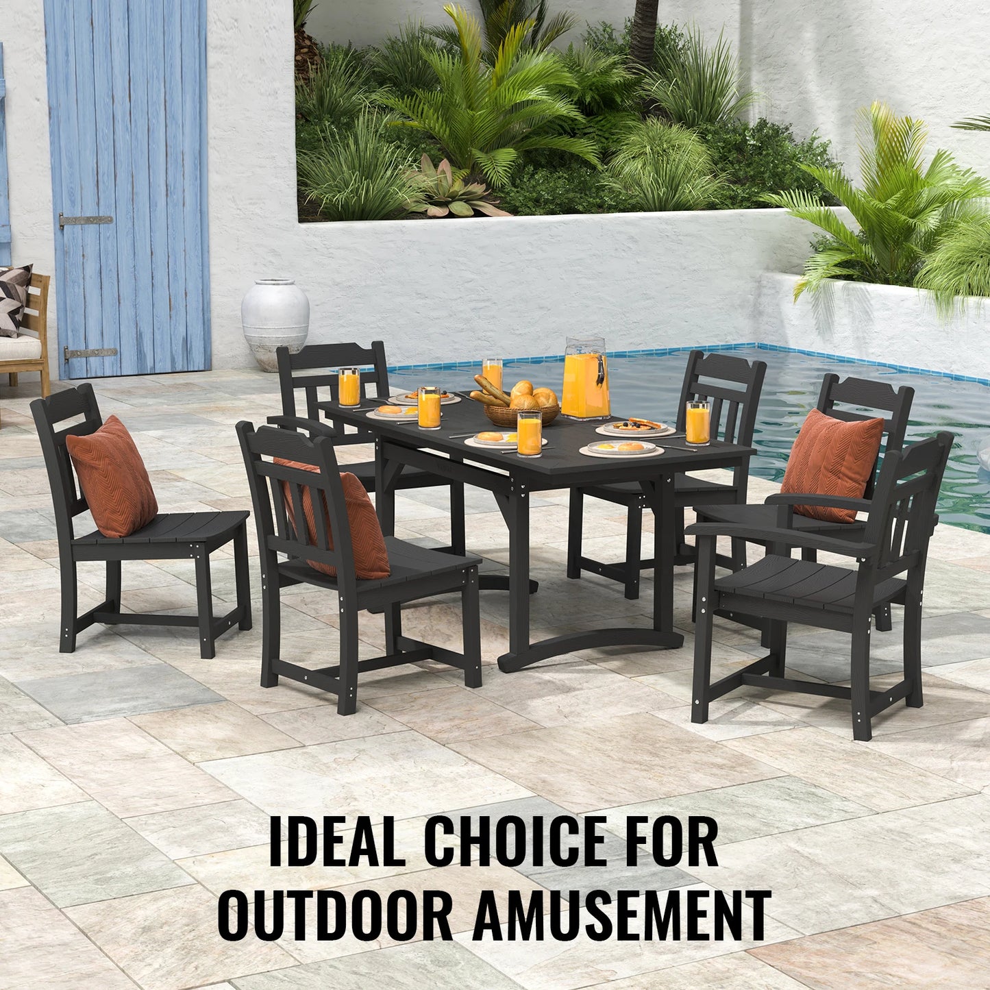 All Weather Patio Dining Set With Rectangle Table And Chairs