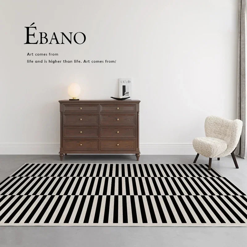 Retro Striped Living Room Rug Premium Thickened Soft Carpet