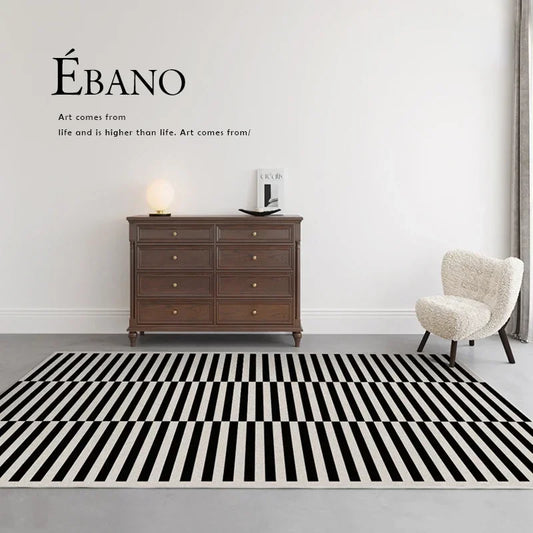 Retro Striped Living Room Rug Premium Thickened Soft Carpet