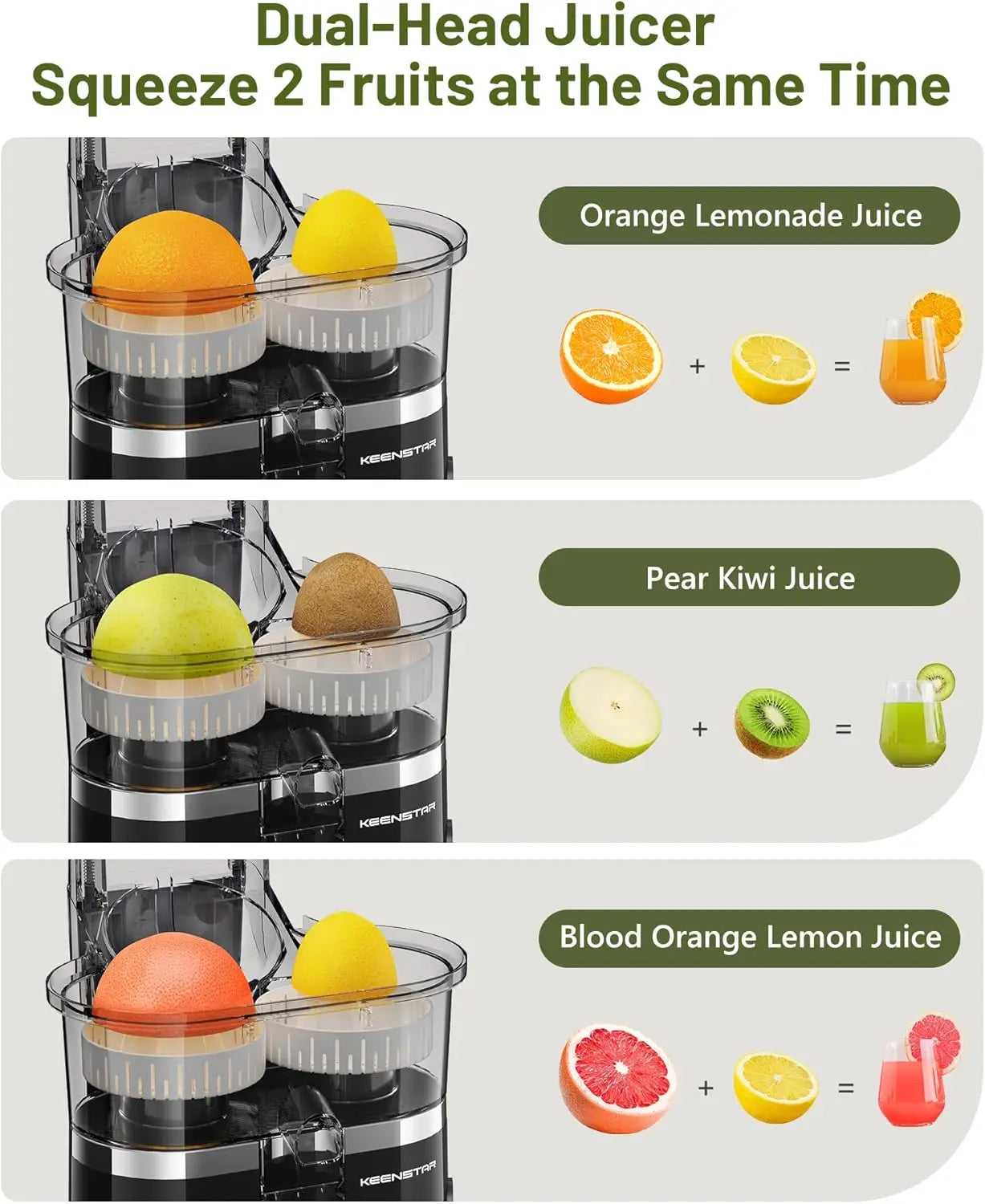 Dual-Head Electric Citrus Juicer, Portable Orange Squeezer with Cleaning Brush, High Juice Yield, Easy One-Touch Operation