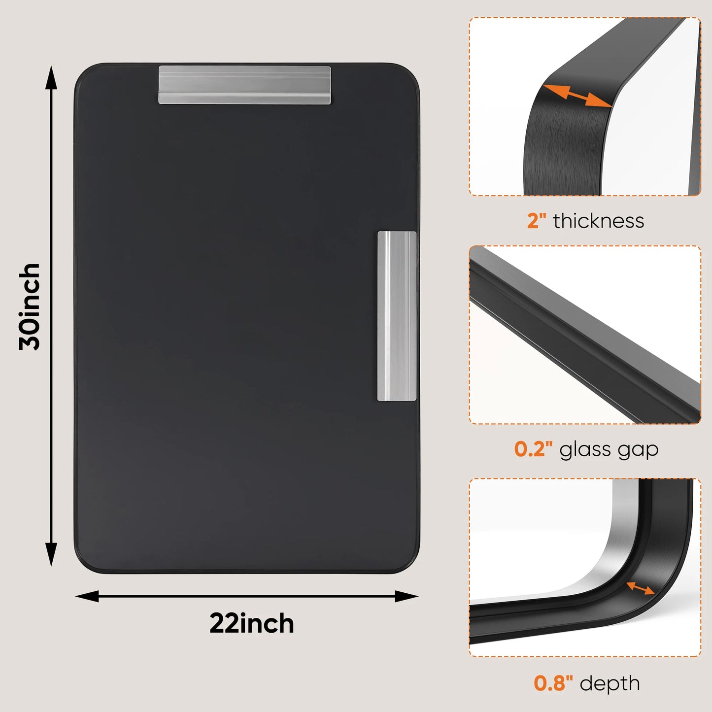 Matte Metal Framed Bathroom Mirror With Clear Reflection