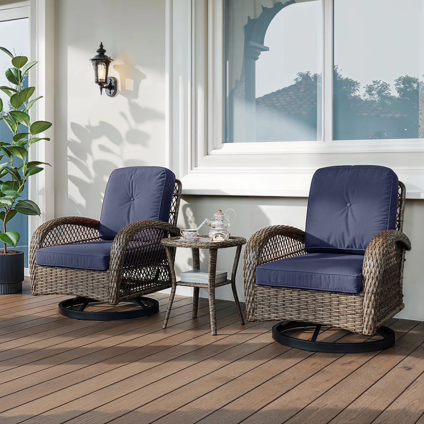 Hoomic 3 Piece Patio Furniture Set with Padded Cushions