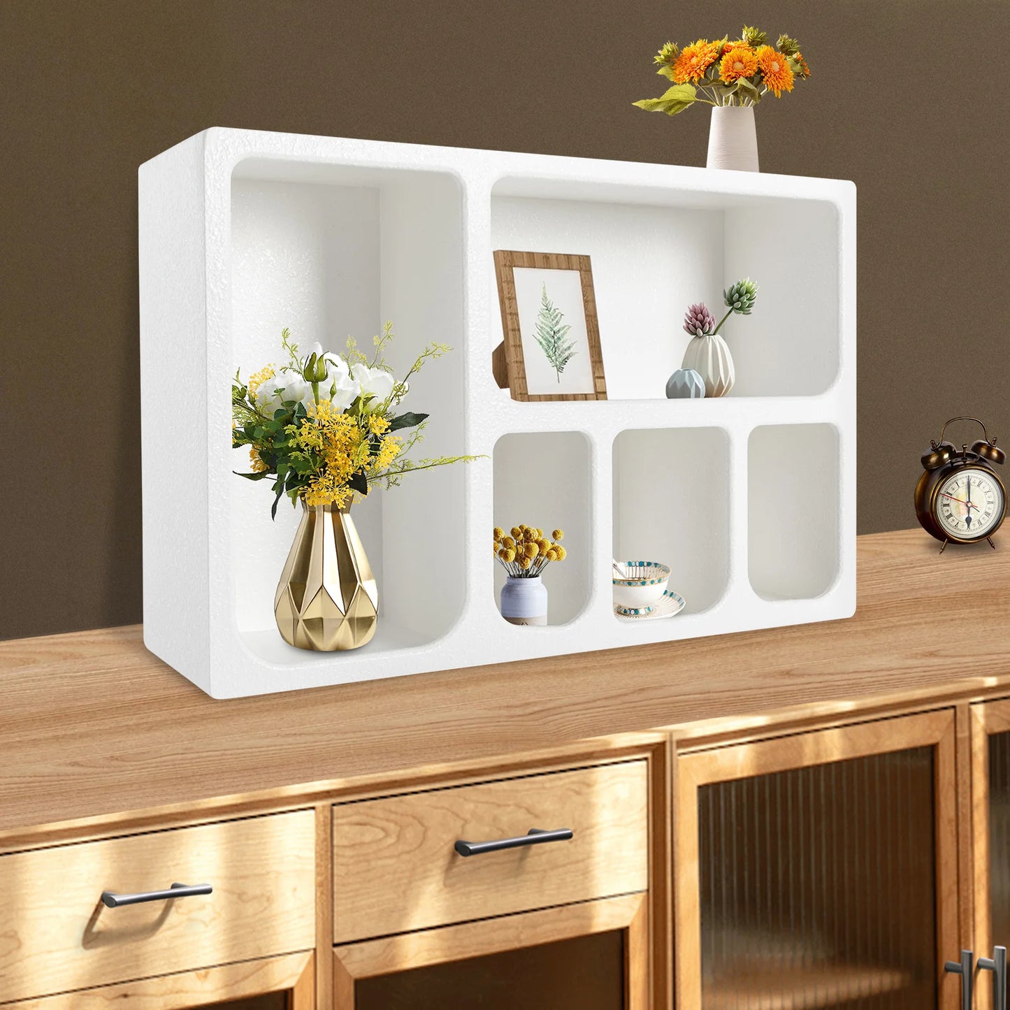 Modern White Wall Cabinet Space Saving Storage Organizer