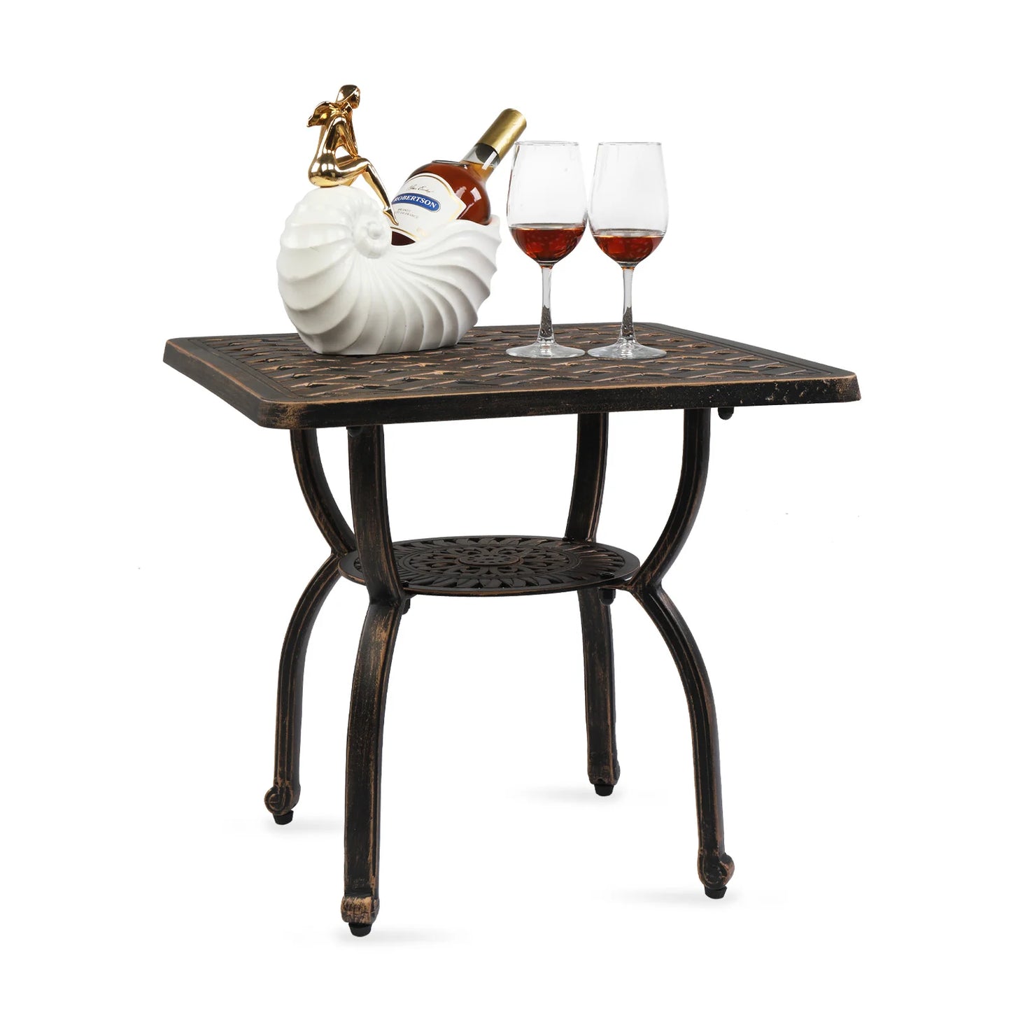 Cast Aluminum Outdoor Side Table Anti Rust Patio Bistro