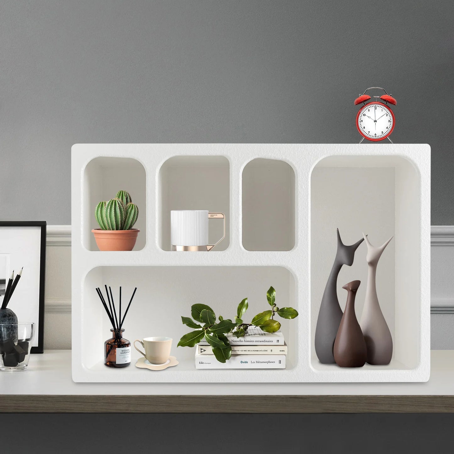 Modern White Wall Cabinet Space Saving Storage Organizer