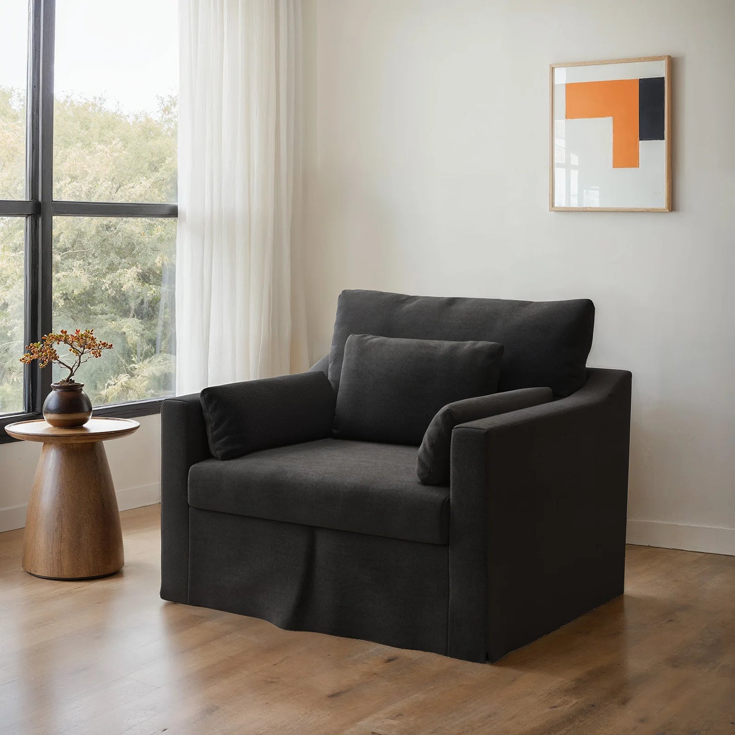 Living Room Sofa Furniture Luxury Couch with Cushions Washable Linen Cover Slipcovered Couch, Single and Triple Seats Available