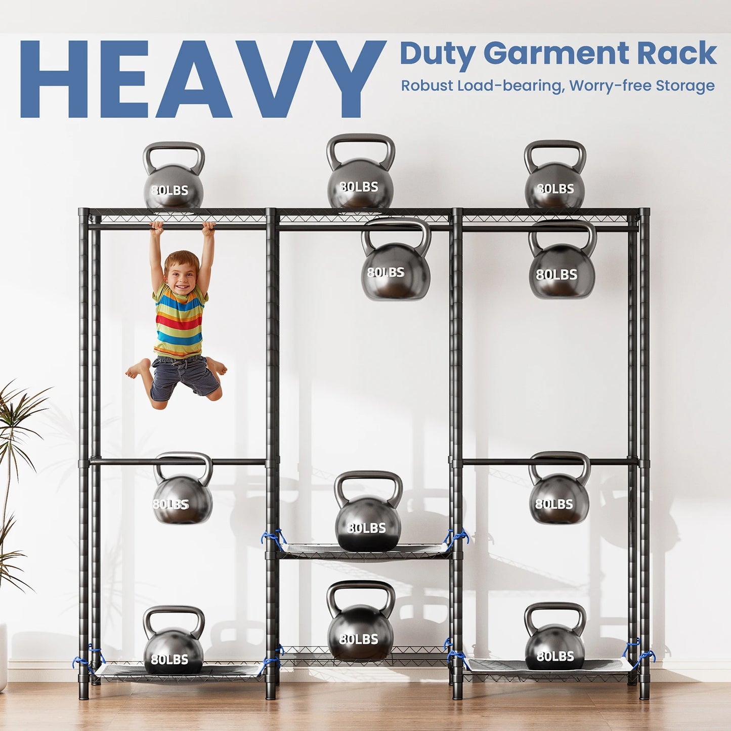Heavy Duty Freestanding Clothes Rack Organizer For Wardrobe