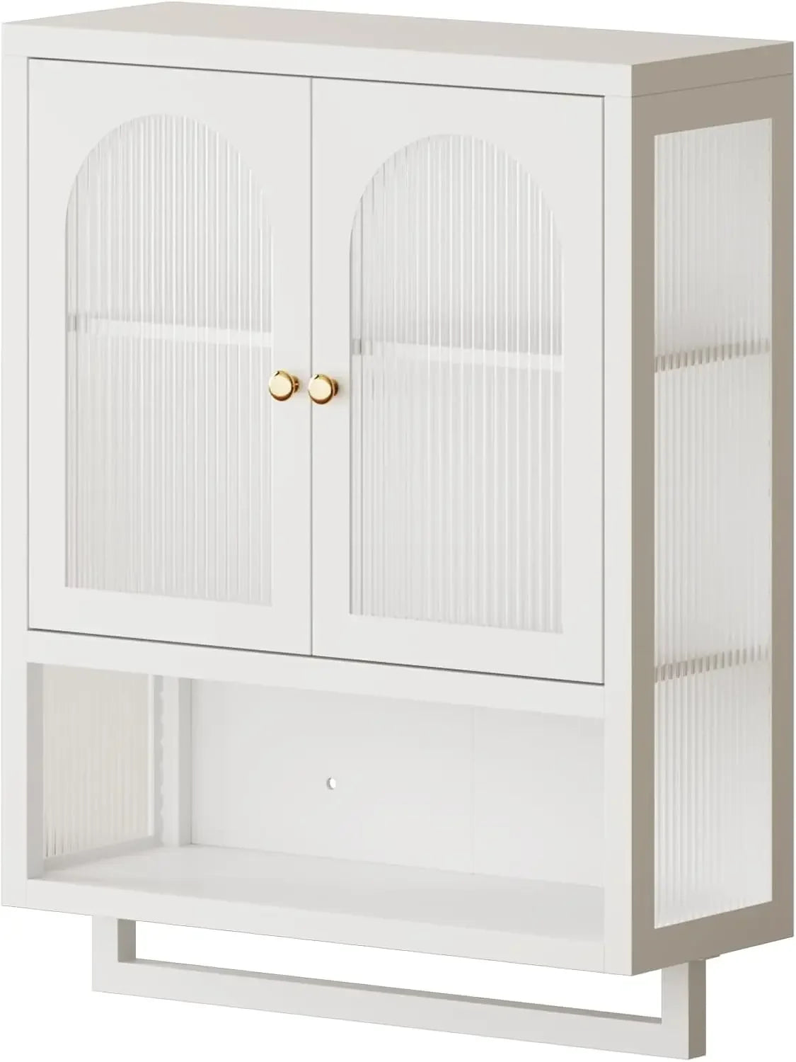 Bathroom Wall Mount Cabinet with Glass Doors and Storage Drawers