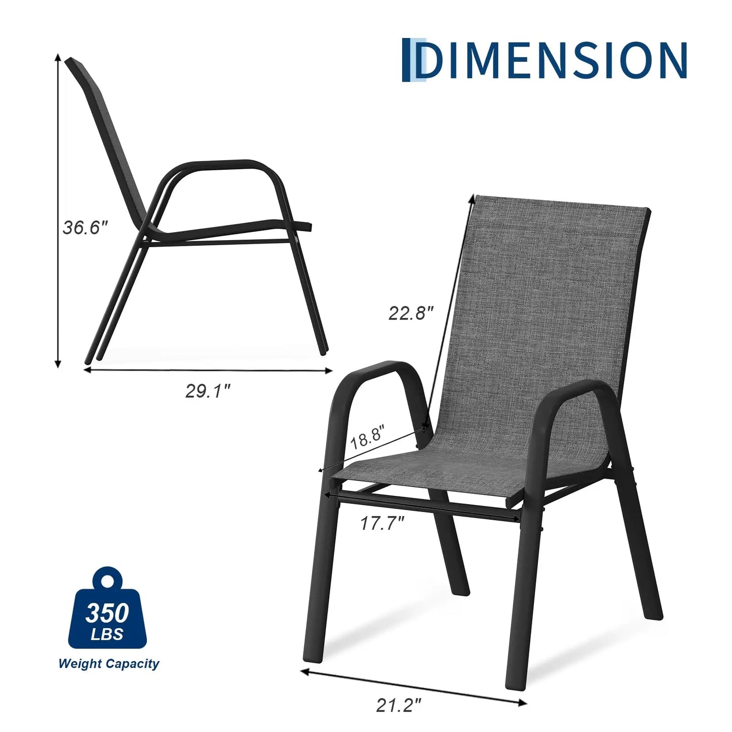 Set Of 4 Stackable Outdoor Patio Chairs, All-Weather Textilene High-Back Dining Chairs, 400lb Heavy-Duty Deck Chairs For Garden