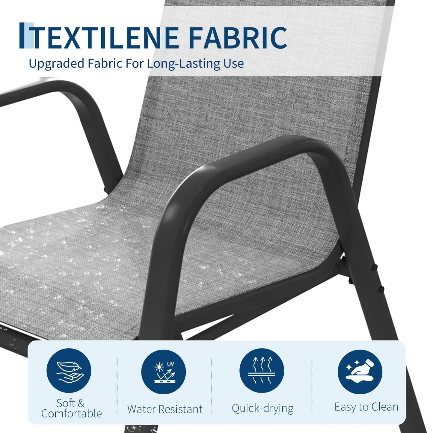 Set Of 4 Stackable Outdoor Patio Chairs, All-Weather Textilene High-Back Dining Chairs, 400lb Heavy-Duty Deck Chairs For Garden
