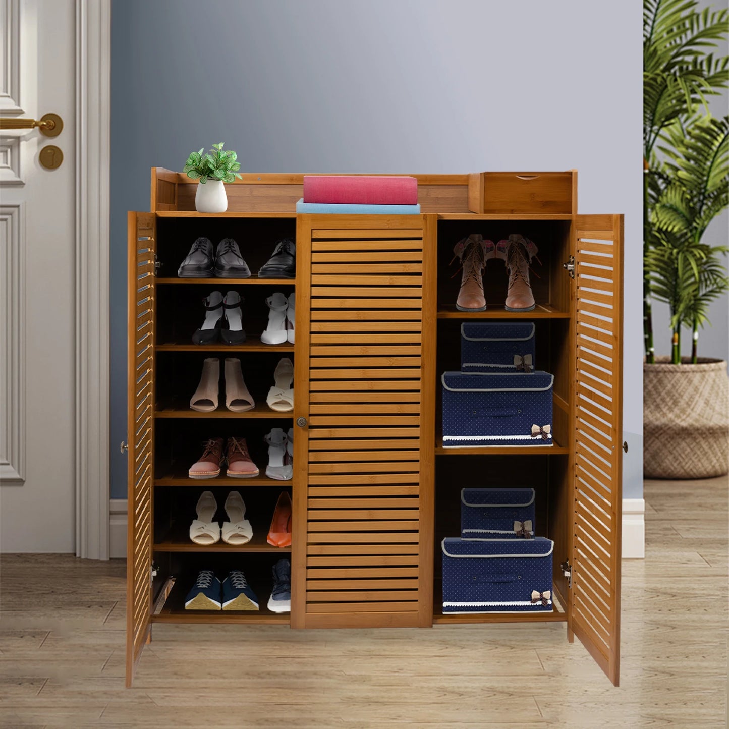 Large Capacity Shoe Cabinet For Hallway 30 Pair Organizer