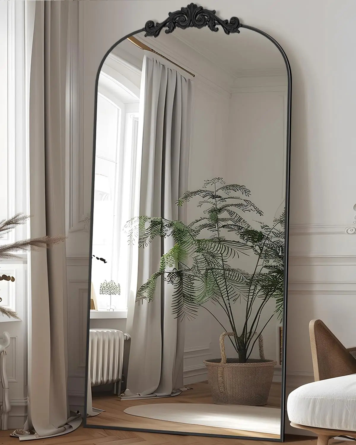 Antok Full Length Floor Mirror With Carved Standing Frame