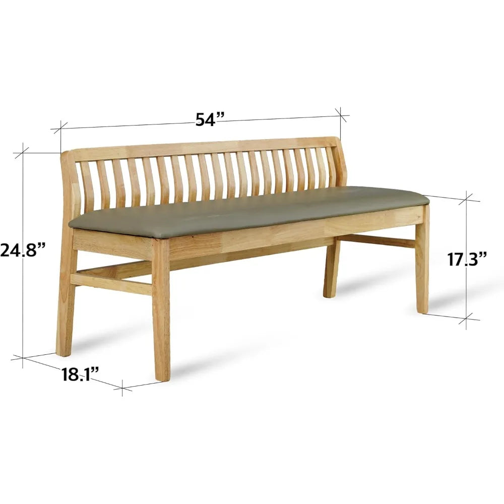 Jeno 54 Inch Wooden Dining Bench Natural Oak Finish