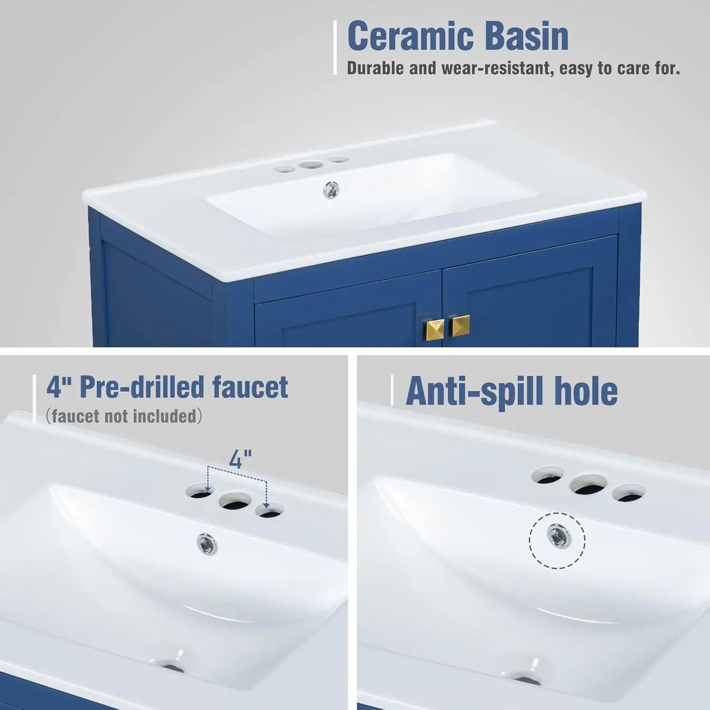 30" Bathroom Vanity with Single Sink, Combo Cabinet Undermount Sink, Bathroom Storage Cabinet with 2 Doors , Customized