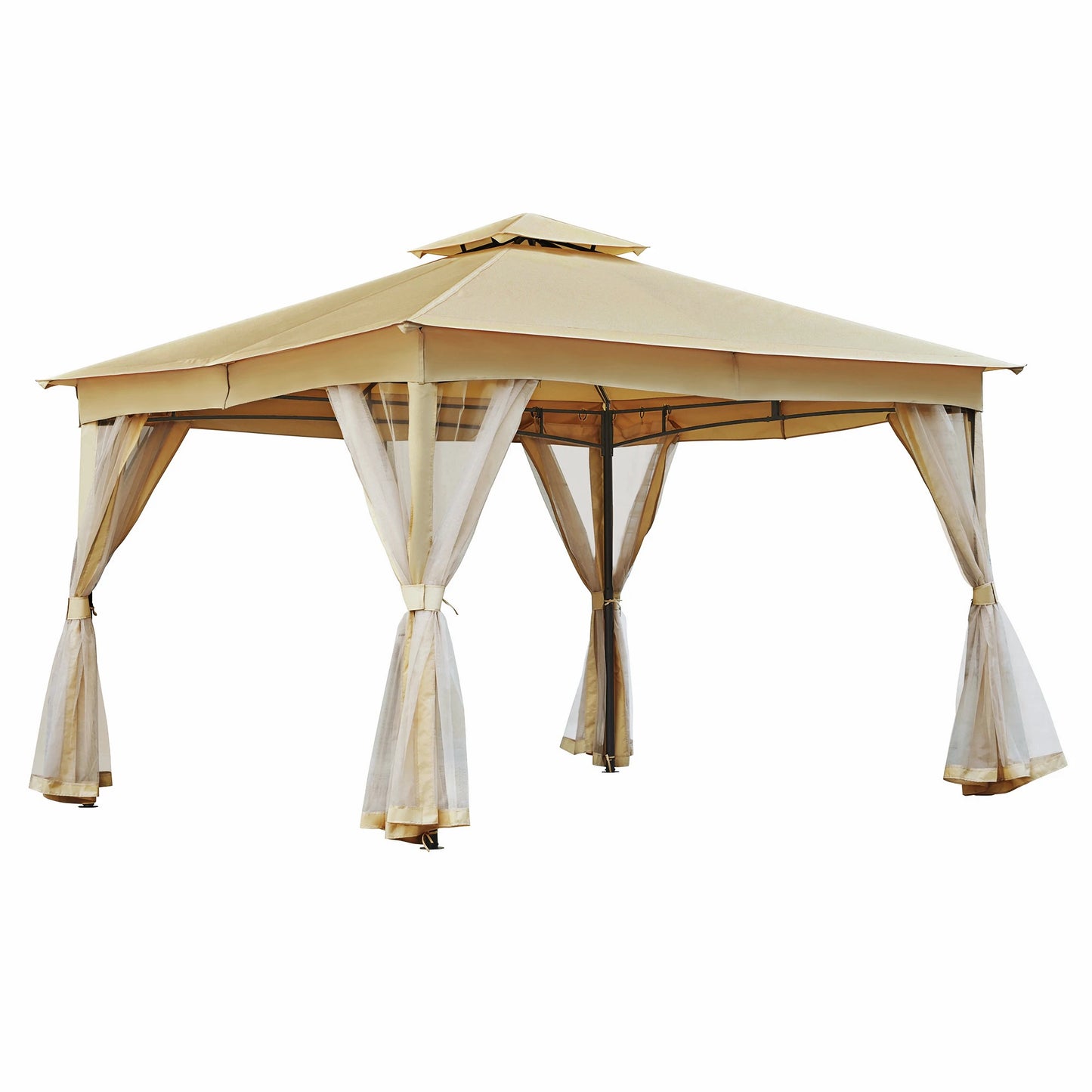 Durable Steel Frame Patio Gazebo With Sun Shade Top